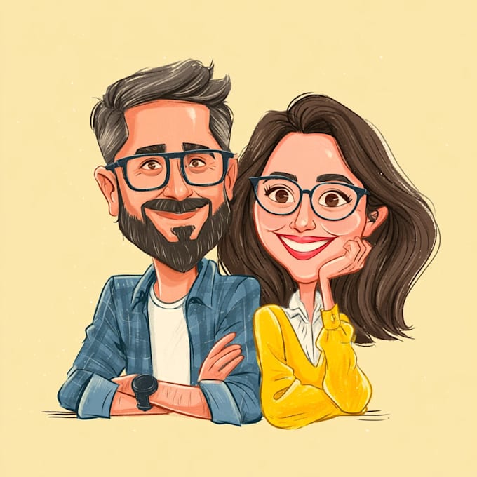 create a custom hobby caricature with a hand drawn portrait