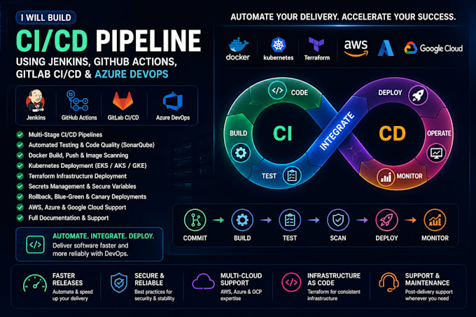 build jenkins github actions gitlab azure devops ci cd pipeline