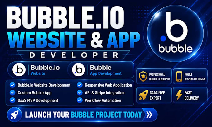 build bubble io website, bubble app, saas mvp and web application