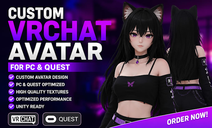 create and optimize custom 3d vrchat avatar for PC and quest
