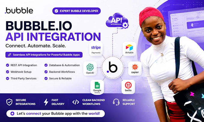 integrate API in bubble io, connect webhook third party apps