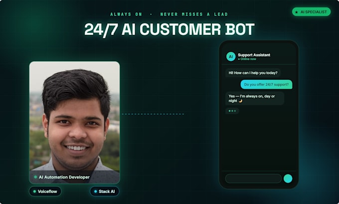 build custom ai customer support chatbot via voiceflow or stack ai
