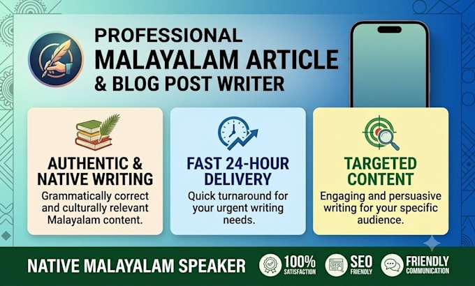 translate or write malayalam articles, blogs, and more