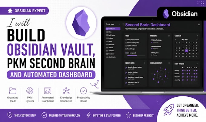 build an obsidian vault, pkm second brain and automated dashboard