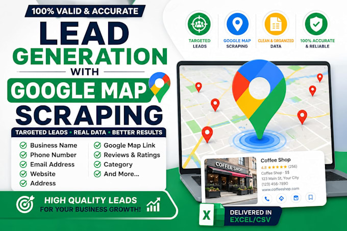 b2b lead generation, google map scraping, email scraping