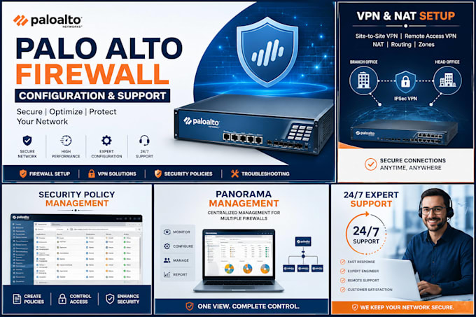 configure, troubleshoot and secure palo alto firewall and globalprotect VPN
