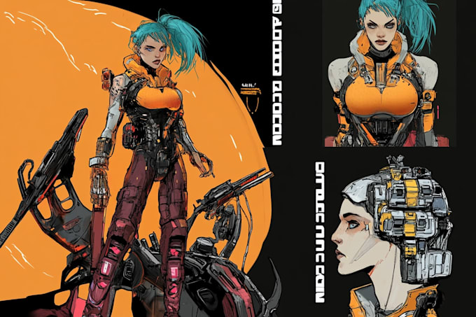 design cyberpunk character, original character design