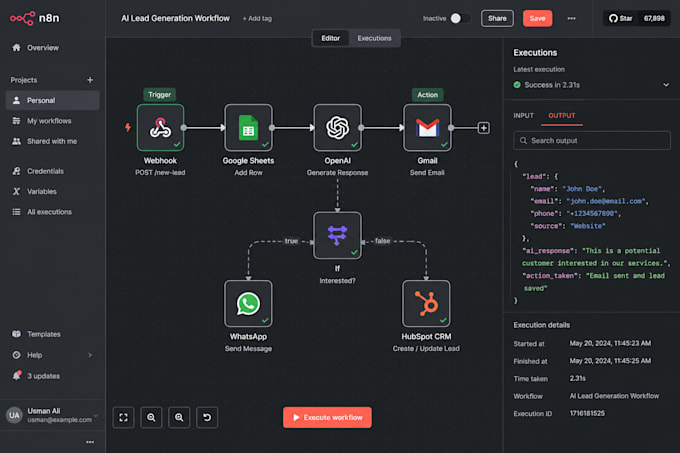 build ai workflows with chatgpt, n8n  apis