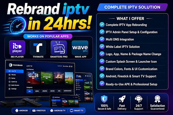 do complete iptv rebrand with controlling admin panel setup multi dns