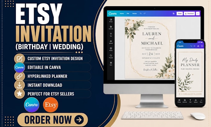 do editable printable etsy hyperlnk digital planner invitation journal design