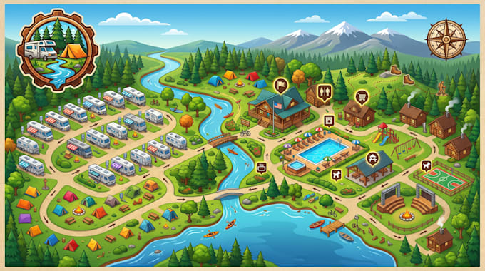 design a custom interactive campground map rv park map and outdoor site plan map