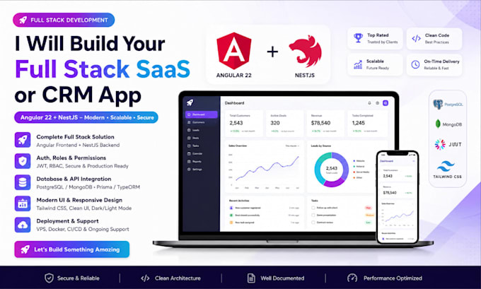 build a full stack saas or CRM app with angular 22 and nestjs