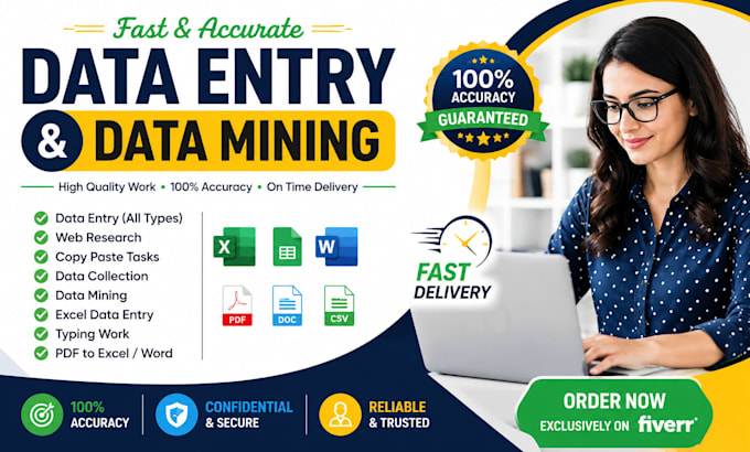 do accurate data entry, data mining, web research, and excel data collect