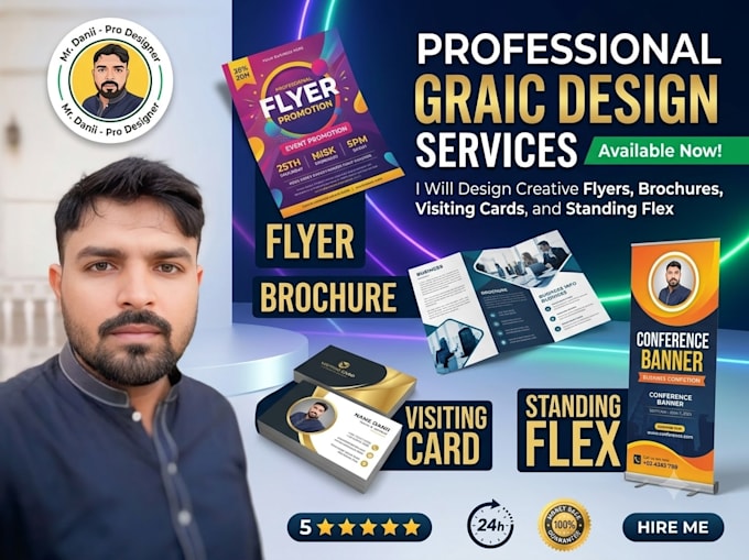 design flyer brochure visiting card and standing flex
