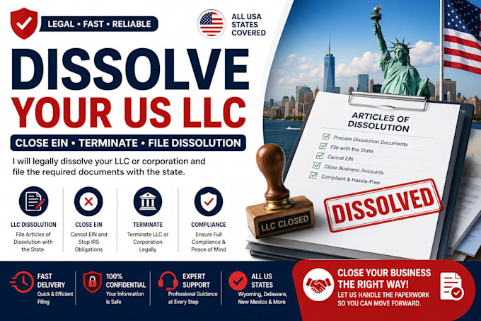 dissolve us llc, close ein, terminate corporation and file dissolution, uk ltd