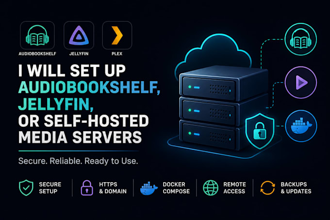 set up audiobookshelf jellyfin or self hosted media servers