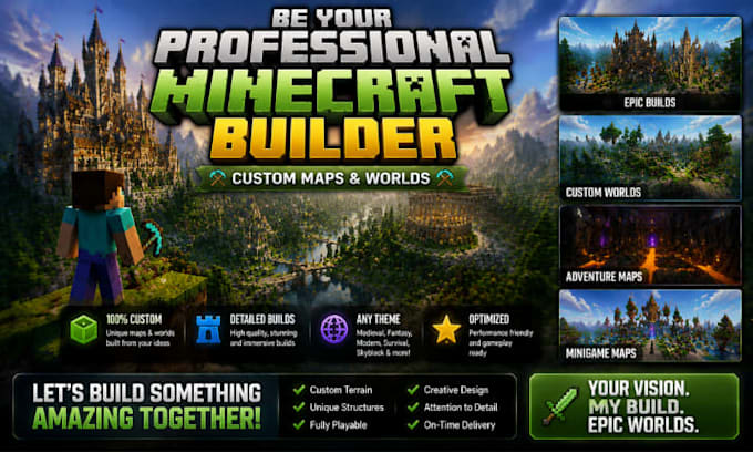 be your professional minecraft builder for custom maps and worlds