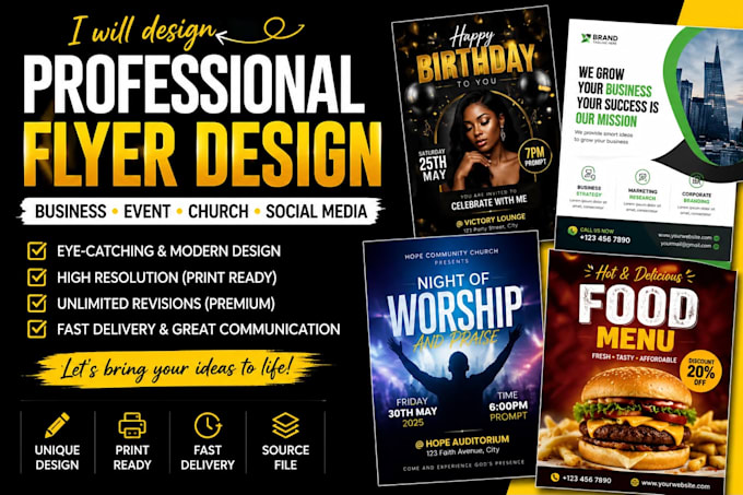 design a professional flyer, poster and logo