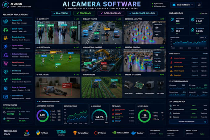 develop ai camera software, computer vision, opencv python, yolo smart camera ai