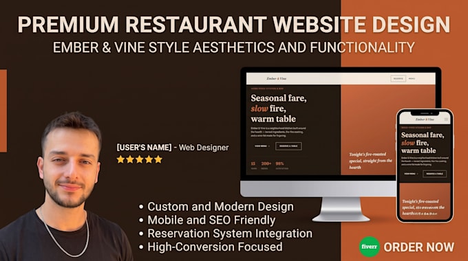 design a restaurant or cafe website with online menu