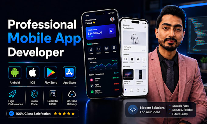 develop flutter mobile app for android and ios