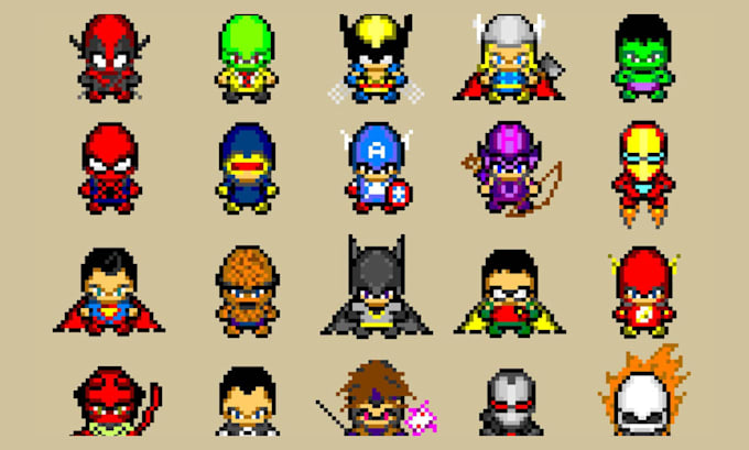 create custom pixel art characters, sprites sheet  animation and game assets