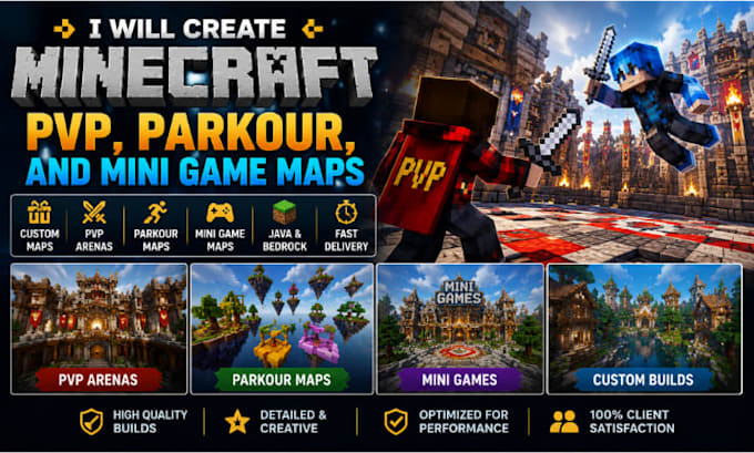 create minecraft pvp, parkour, and mini game maps