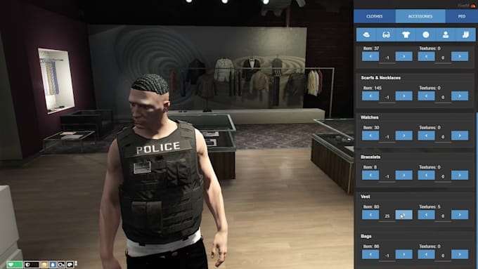 model fivem chain, clothing, flag, vest, patch, kuttes, helmet, mask, grills
