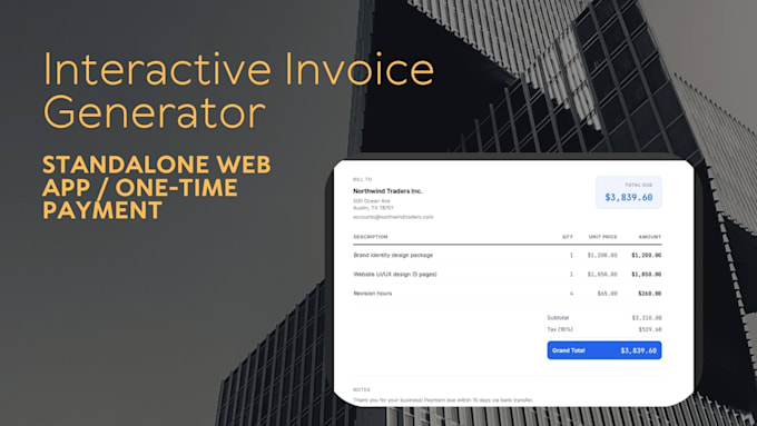 a premium interactive HTML invoice generator standalone tool