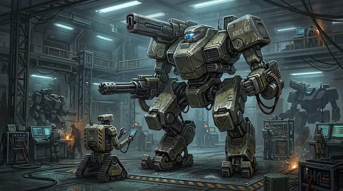 design sci fi mecha and robot concept art