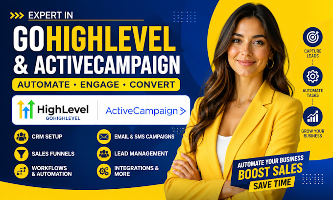 gohighlevel setup crm automation workflows sales funnel activecampaign