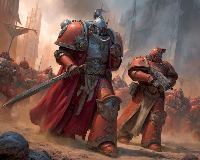 illustrate a warhammer 40k character art