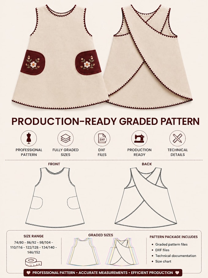 provide a professional graded dxf sewing pattern