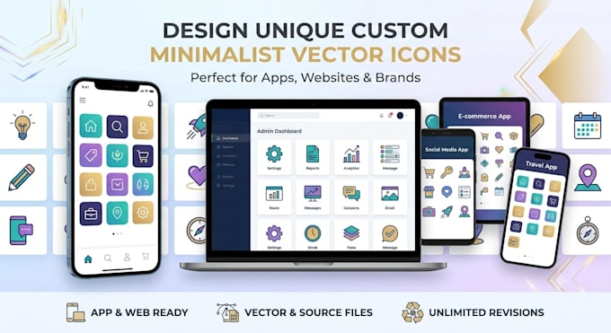 design unique custom minimalist vector icons