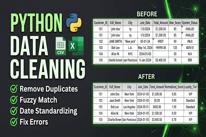 clean, fix, and standardize your excel or csv data in python