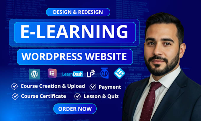 build wordpress elementor website learndash lms website redesign framer expert