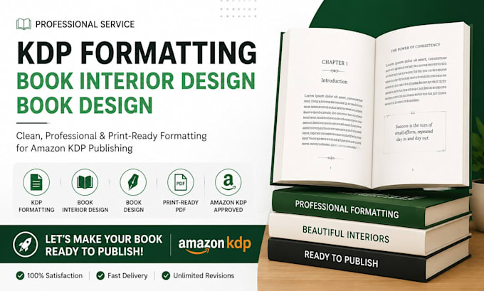do KDP formatting, book interior design, and professional book design