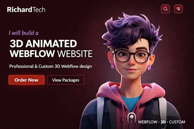 build interactive 3d animated website webflow, threejs, react