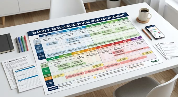 create a 12 month retail promotional calendar and campaign strategy