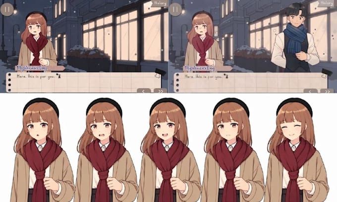design visual novel anime character in premium quality