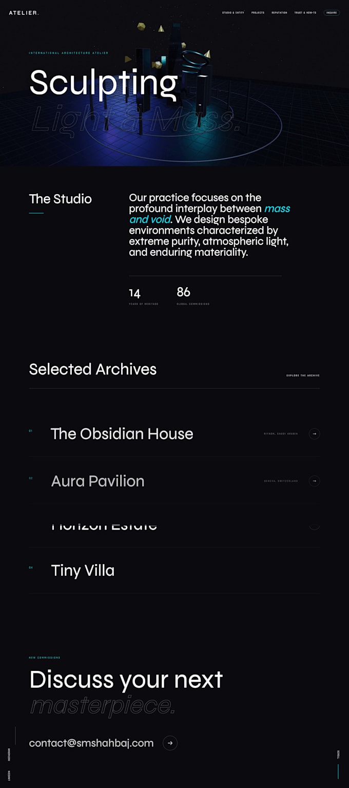 design and develop a modern architecture and interior design website