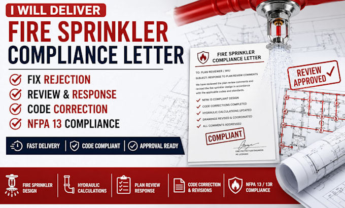 deliver fire sprinkler compliance letter fix rejection review code correction