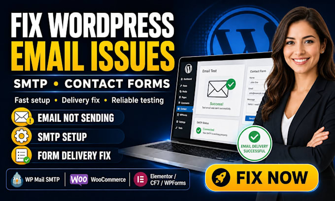 fix wordpress email not sending, SMTP, and contact form issues