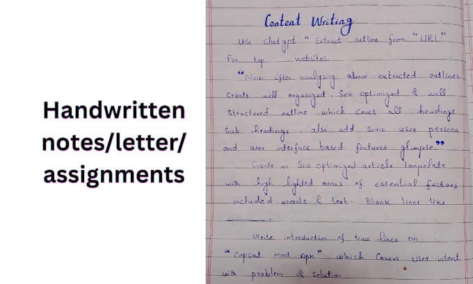 handwrite neat notes, letters and assignments
