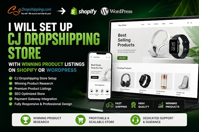 build a cj dropshipping website on shopify or wordpress