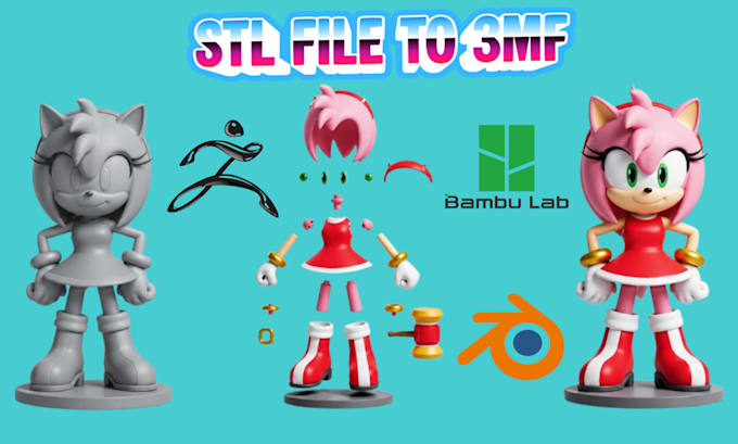 convert stl to 3mf split part add color for bambu lab multicolor 3d printing