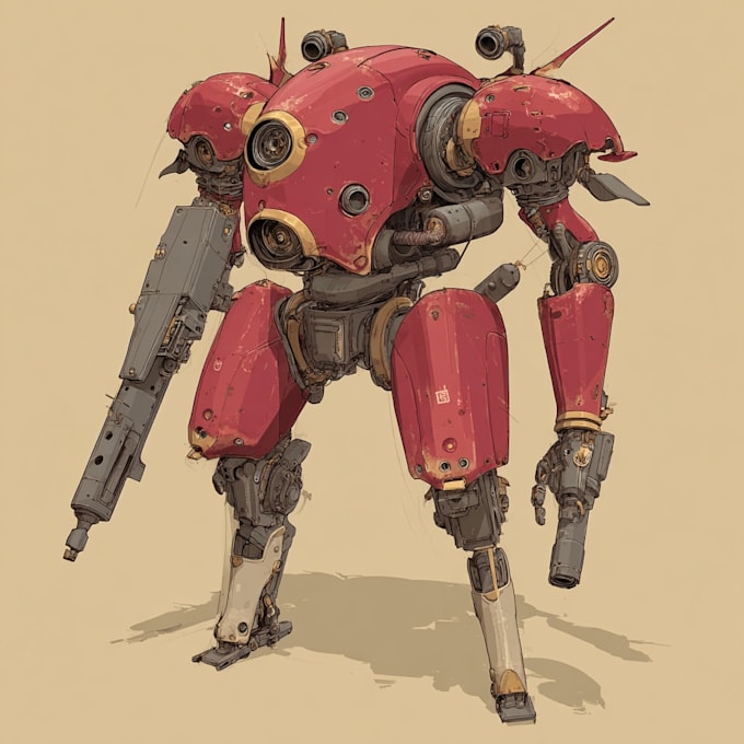 create retro mecha or scifi gundam art