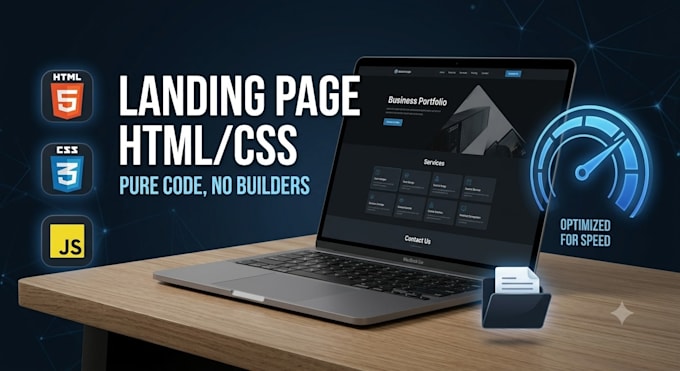 develop a clean HTML CSS js responsive landing page or front end website