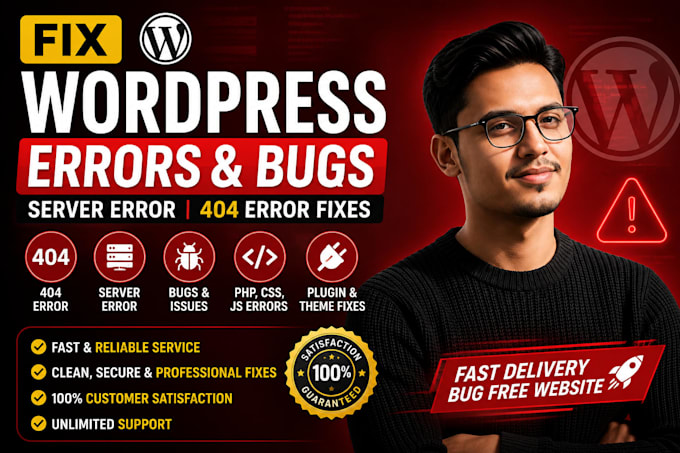 fix free website, wordpress errors, wordpress bugs, server error, 404 error fixs