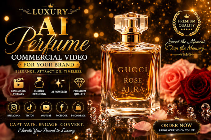 create luxury ai perfume commercial video for your brand